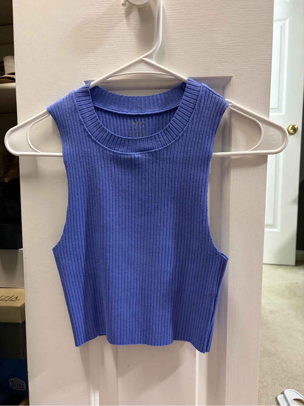 aerie Ribbed Sleeveless Crop Tank - Periwinkle Blue